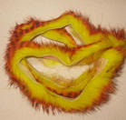 tiger barred rabbit strips orange/ black over yellow Hareline 